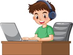 a man using laptop cartoon free vector